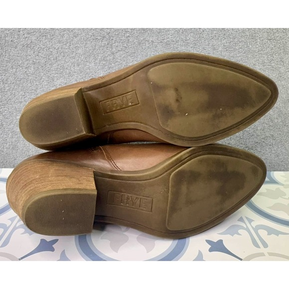 Frye Judith Bootie Brown Leather Women's Size 8.5 Zip Ankle Boot Side Zip - Picture 6 of 9